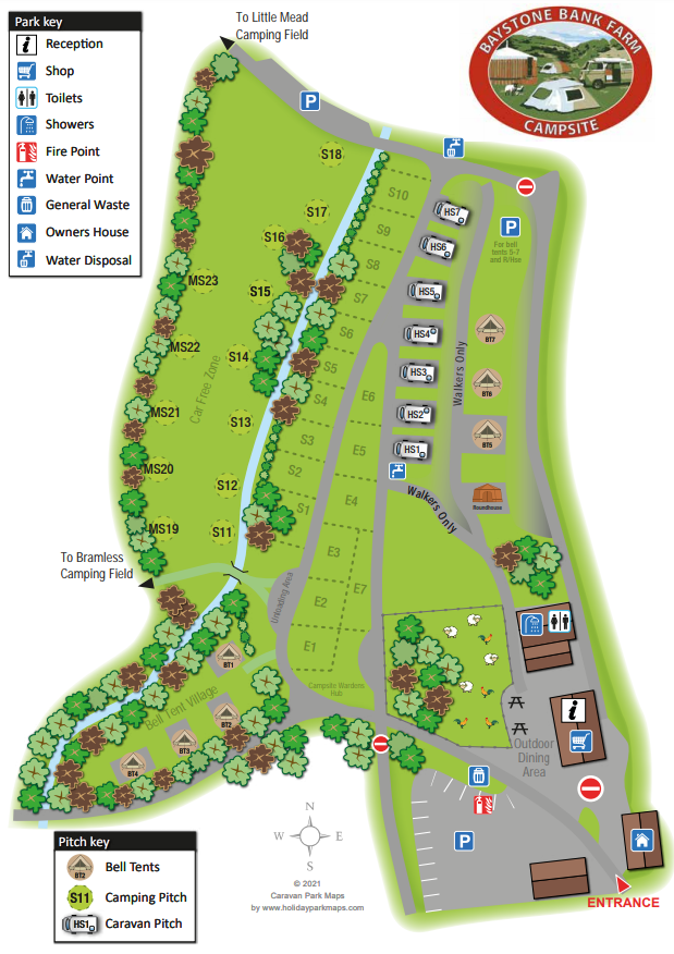 Site Map | Baystone Bank Farm Campsite